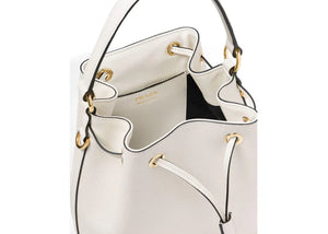 Prada Bucket Bag Saffiano Leather Gold-Tone White
