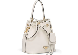 Prada Bucket Bag Saffiano Leather Gold-Tone White
