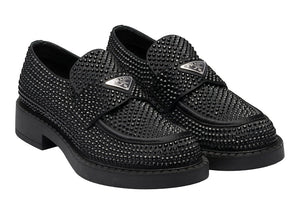 Prada Chocolate 35mm Crystal Loafer Black Satin