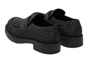Prada Chocolate 35mm Crystal Loafer Black Satin