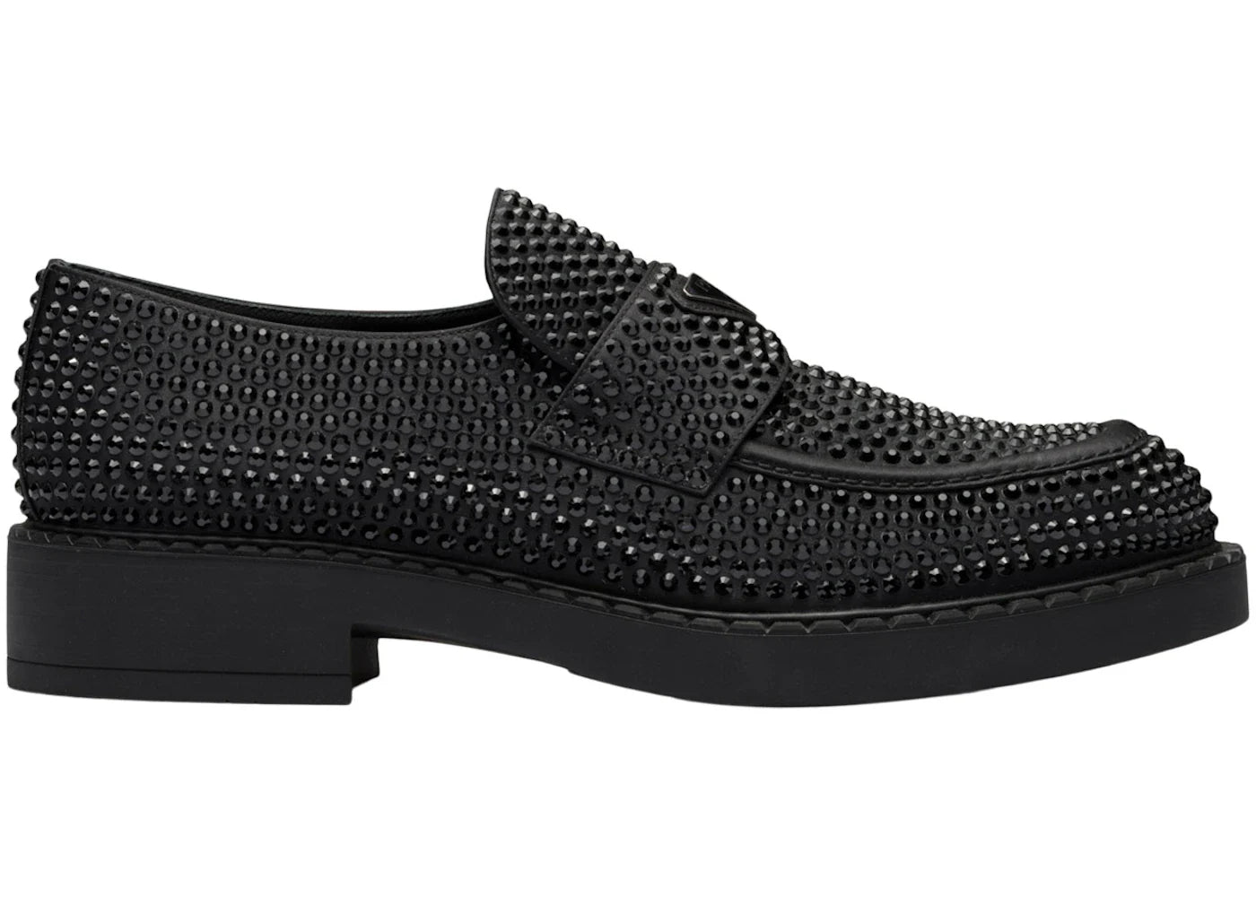 Prada Chocolate 35mm Crystal Loafer Black Satin