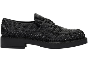 Prada Chocolate 35mm Crystal Loafer Black Satin