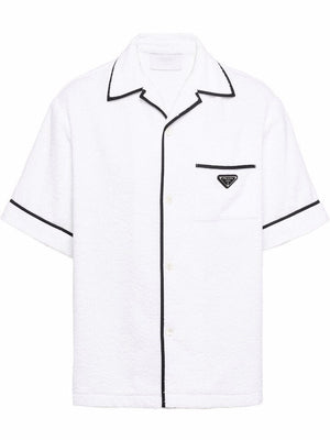 Prada Cotton Bowling Shirt White