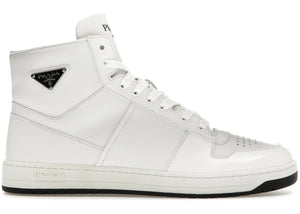 Prada Downtown High Top Sneakers Leather White White Black