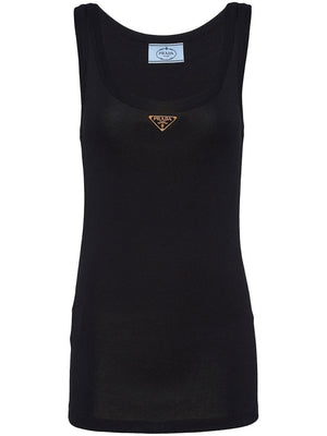 Prada Enamel Logo Plaque Tank Top Black