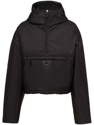Prada Triangle Logo Hooded Jacket Black