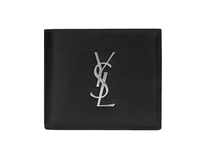 Saint Laurent Cassandre East/West Wallet Silver Logo Black