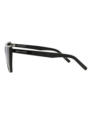 Saint Laurent Cat Eye-Frame Acetate Sunglasses Black Black Silver (SL570-30014007-002)