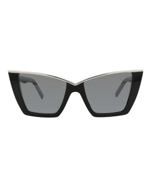 Saint Laurent Cat Eye-Frame Acetate Sunglasses Black Black Silver (SL570-30014007-002)