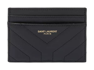 Saint Laurent Joan Card Case In Quilted Leather Black
