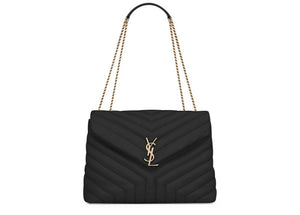 Saint Laurent Loulou Bag Matelasse Y Leather Gold-tone Medium Black