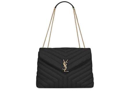 Saint Laurent Loulou Bag Matelasse Y Leather Gold-tone Medium Black