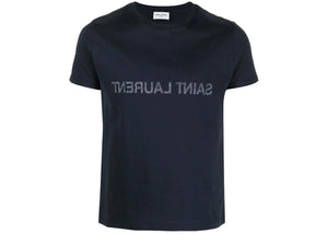 Saint Laurent Round Neck T-Shirt Marine/Naturel