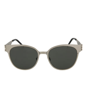 Saint Laurent Round Oval Sunglasses Silver/Silver/Grey (SLM42-30007184-005)