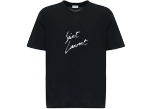 Saint Laurent Signature Logo-Print Cotton T-Shirt Black