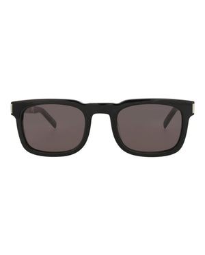 Saint Laurent Square-Frame Recycled Acetate Sunglasses Black/Silver/Black (SL581-30014111-001)