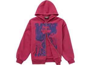 Supreme Hysteric Glamour Thermal Lined Zip Up Hoodie Washed Red
