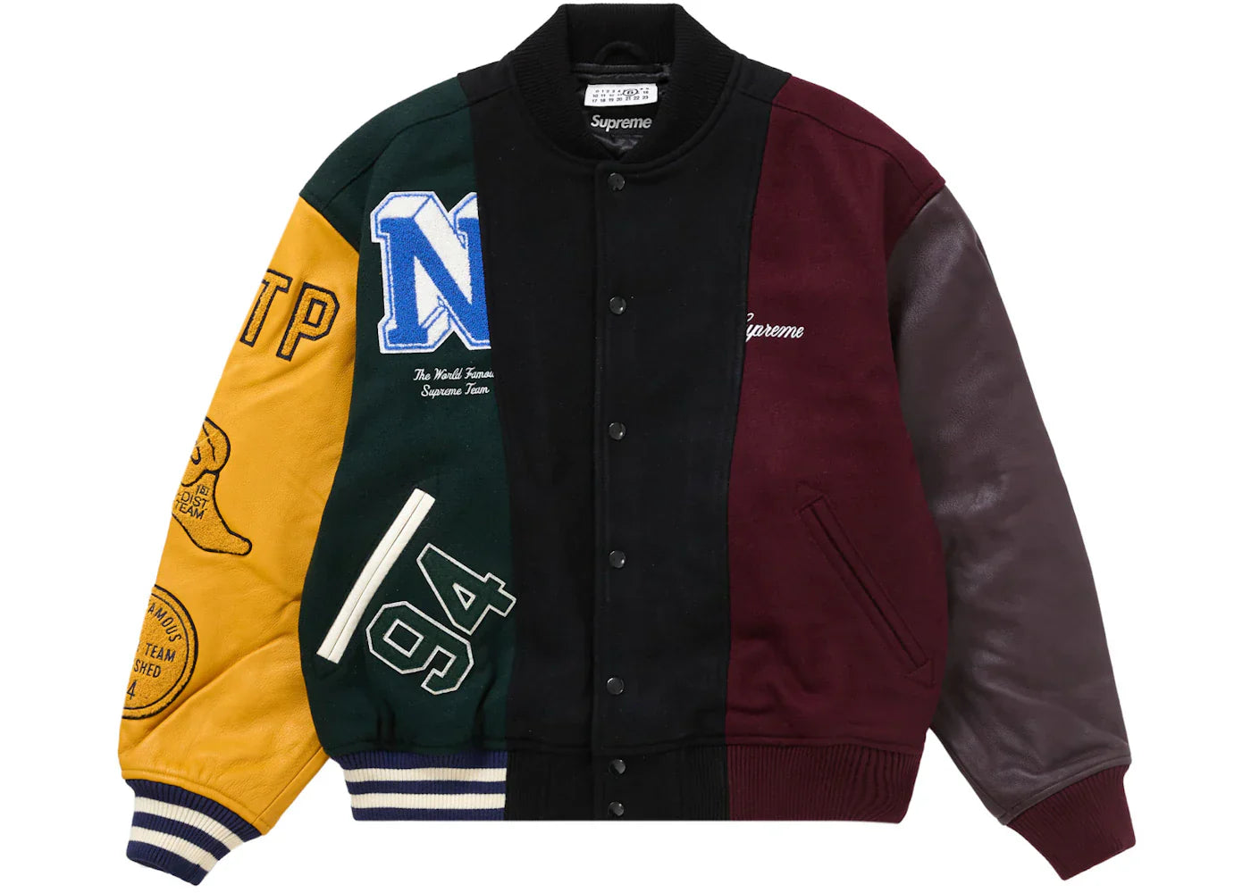 Supreme Mm6 Maison Margiela Split Varsity Jacket Multicolor