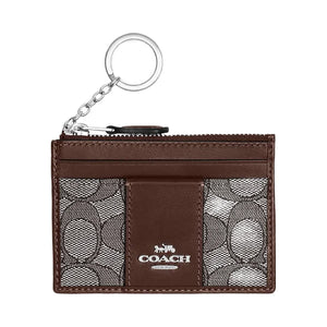 Coach Mini Id Skinny In Signature Jacquard Signature Jacquard-Silver-Oak-Maple