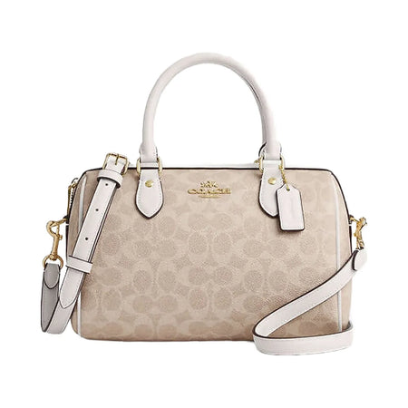 Coach Rowan Satchel Bag In Signature Canvas Signature Canvas-Gold-Sand-Chalk