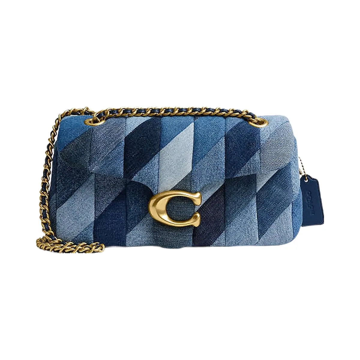 Coach Tabby Shoulder Bag 26 With Patchwork Quilting Denim-Brass-Denim