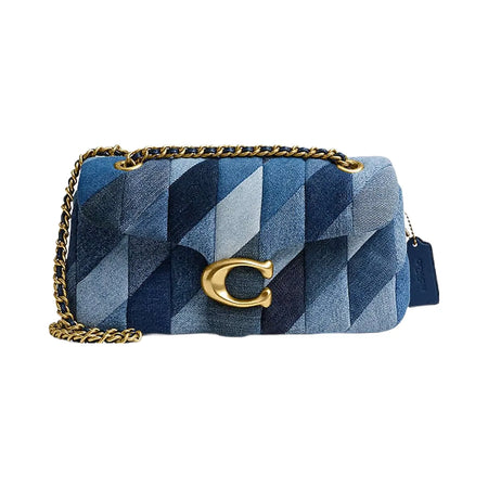 Coach Tabby Shoulder Bag 26 With Patchwork Quilting Denim-Brass-Denim