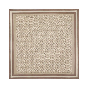 Coach Signature Print Silk Square Scarf Bone
