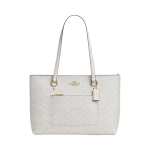 Coach Station Tote Bag In Signature Canvas Signature Canvas-Gold-White-Chalk