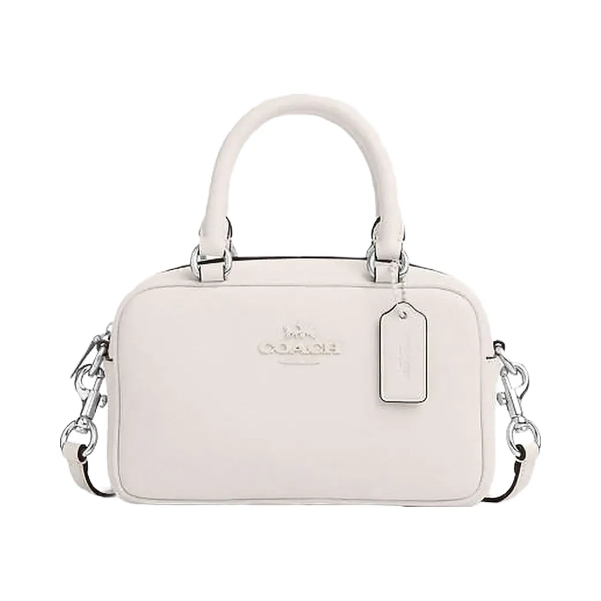 Coach Satchel Crossbody Smooth Leather-Silver-Chalk