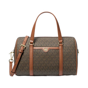 Michael Kors Jet Set Travel Medium Signature Logo Duffel Crossbody Bag Brown