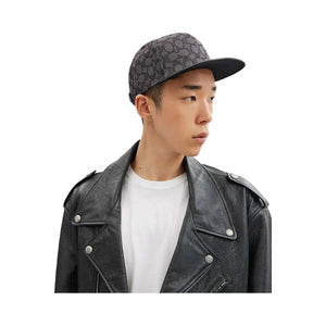 Coach Signature Jacquard Flat Brim Hat Charcoal-Black