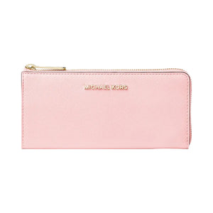 Michael Kors Jet Set Travel Large Saffiano Leather Quarter-Zip Wallet Powder Blush