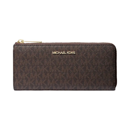 Michael Kors Jet Set Travel Large Logo Quarter-Zip Wallet Brown