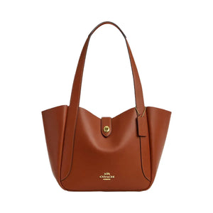 Coach Hadley Turnlock Tote Smooth Leather-Gold-Tan