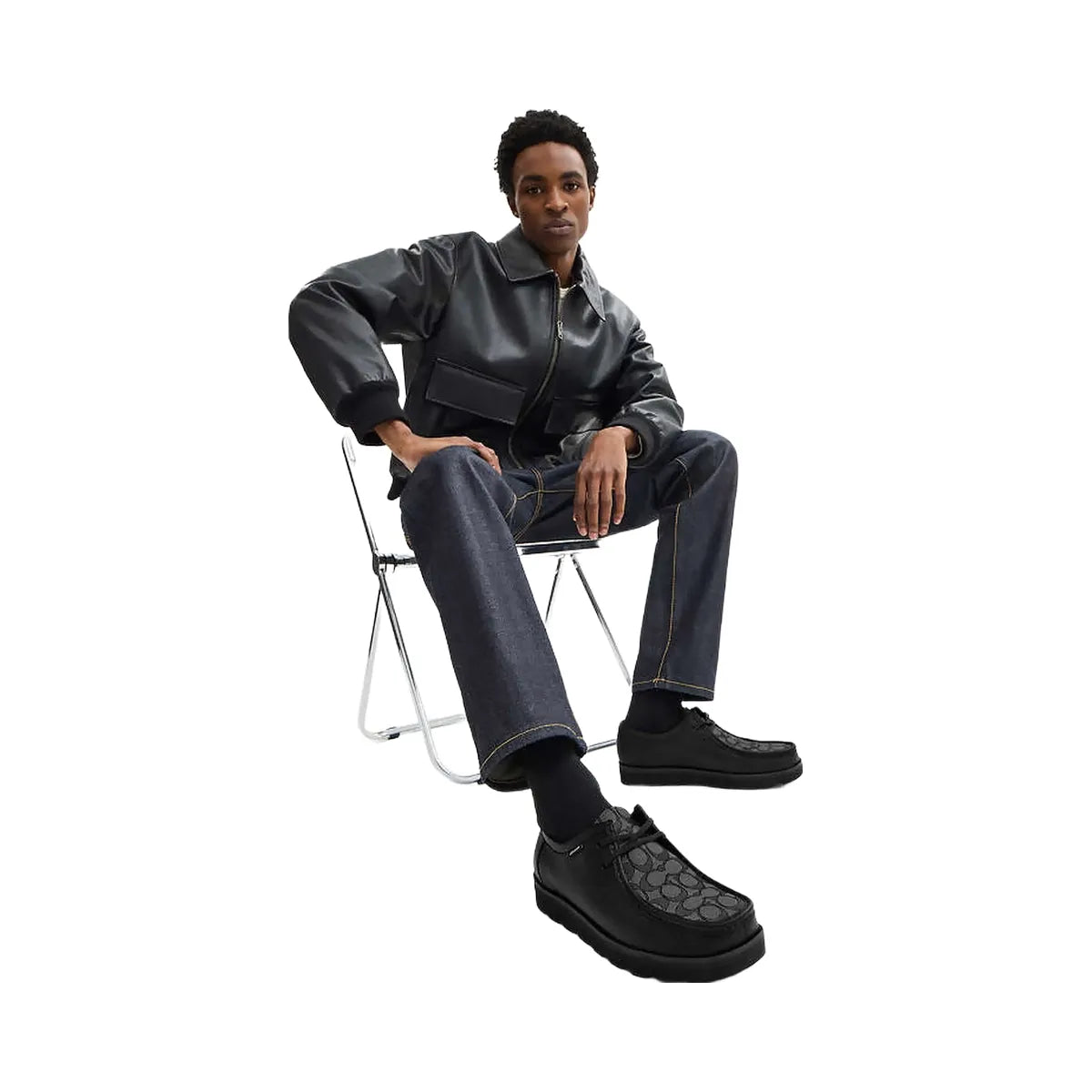 Coach Chukka Shoe With Signature Canvas Charcoal-Black
