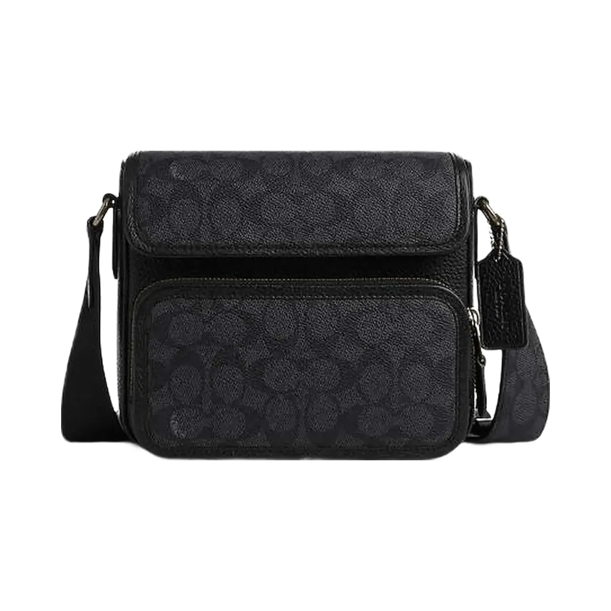 Coach Sullivan Flap Crossbody Bag In Signature Canvas Signature Canvas-Gunmetal-Charcoal-Black