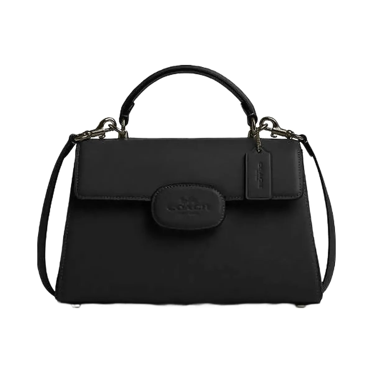 Coach Eliza Top Handle Bag Smooth Leather-Gunmetal-Black