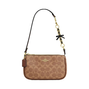 Coach Bow Strap Extender Smooth Leather-Im-Gold Black