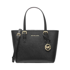 Michael Kors Jet Set Travel Extra-Small Saffiano Leather Top-Zip Tote Bag Black