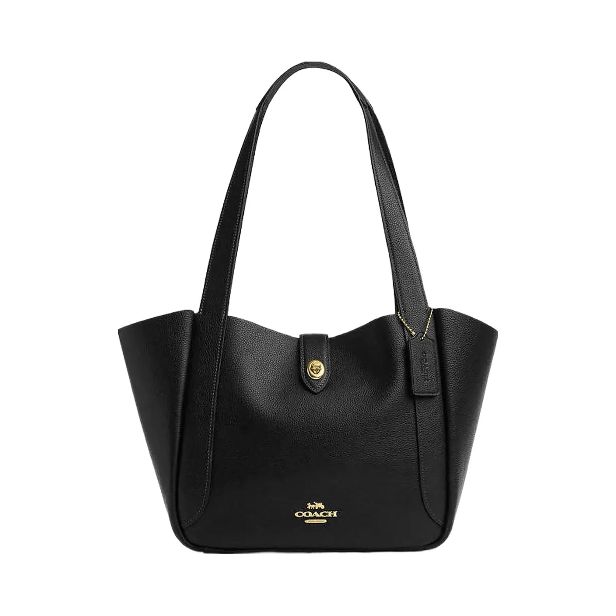 Coach Hadley Turnlock Tote Bag Pebbled Leather-Gold-Black