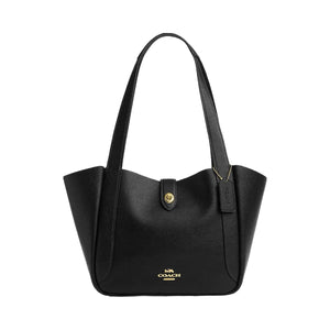 Coach Hadley Turnlock Tote Bag Pebbled Leather-Gold-Black