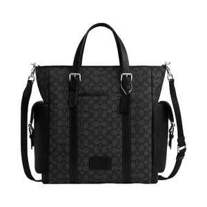 Coach Sprint Tote In Signature Jacquard Signature Jacquard-Silver-Charcoal-Black