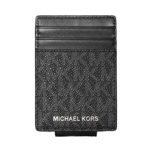 Michael Kors Cooper Signature Logo Money Clip Card Case Black