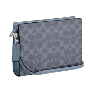 Coach Slim Crossbody Bag In Signature Canvas Signature Canvas-Silver-Chambray