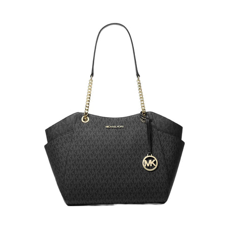 Michael Kors Jet Set Large Signature Logo Shoulder Bag Black