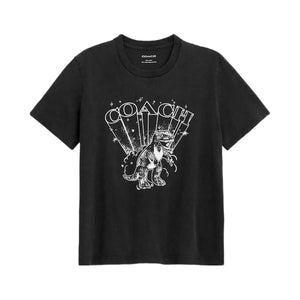 Coach Playful Rexy Classic T-Shirt In Organic Cotton Washed Black