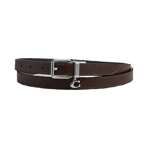 Coach Roller Buckle Cut To Size Reversible Belt With Charm, 18 Mm Calf Leather-Sv-Black Maple