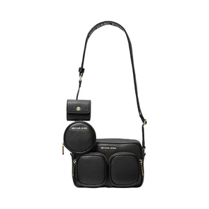 Michael Kors Jet Set Travel Medium Leather Messenger Bag Black