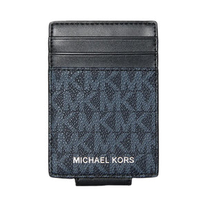 Michael Kors Cooper Signature Logo Money Clip Card Case Admrl-Plblue