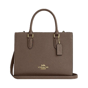 Coach Maggie Small Tote Bag Pebbled Leather-Gold-Dark Stone